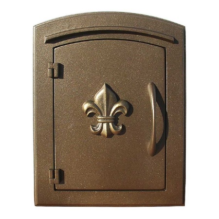 QUALARC Drop Chute Mailbox w/Decorative Fleur De Lis Logo Faceplate, Bronze MAN-S-1402-BZ